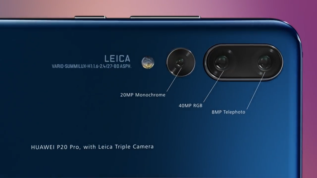 A háromoptikás Huawei P20 Pro okostelefon. Forrás: a Huawei Smartphones youtube oldala.