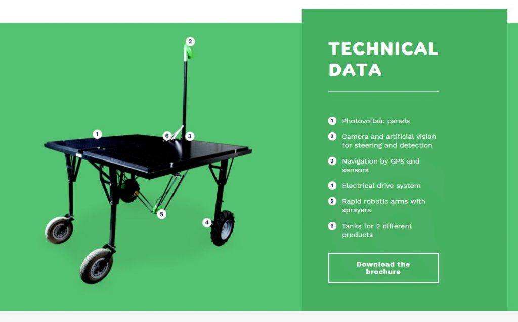 A sváci székhelyű ecoRobotix oldalának egyik részlete
